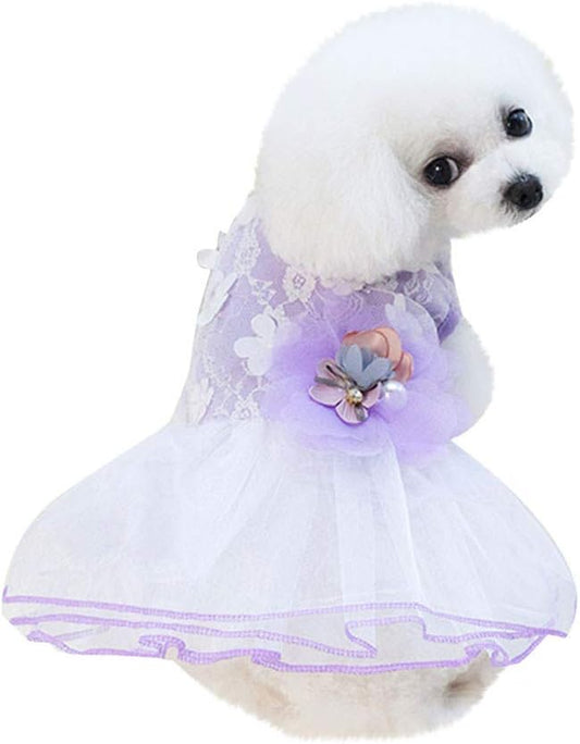 Dog Dress for Small Dog Girl,Wakeu Pet Puppy Tutu Princess Dress Vest Clothes (S, D-Purple)