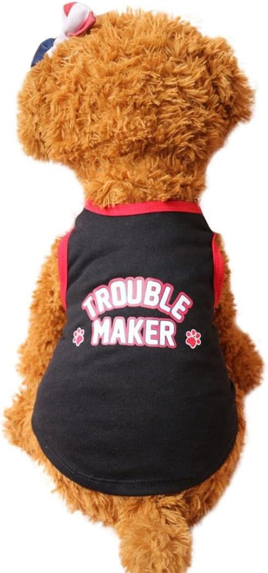Wakeu Puppy Vest Pattern Pet Clothes for Small Dog Boy Girl Summer Apparel (S, Trouble Maker)