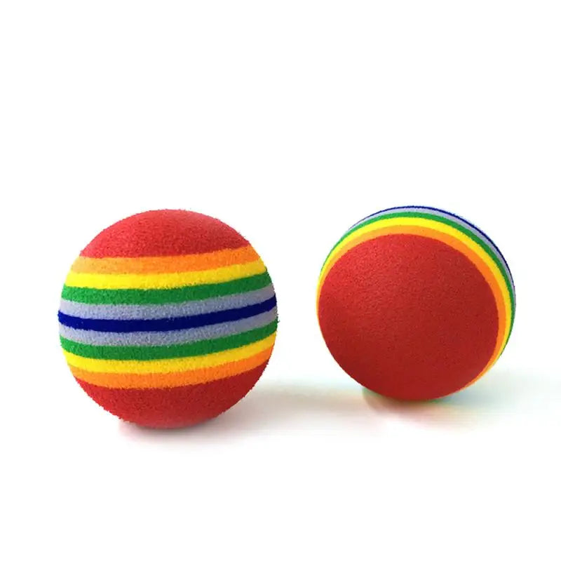 5PC Cats and Dogs Toys Ball Chew Toy Pet Kitten Ball Rainbow Elastic Rubber 35Mm Funny for Home Pet Fidget Toys Ball Accessories