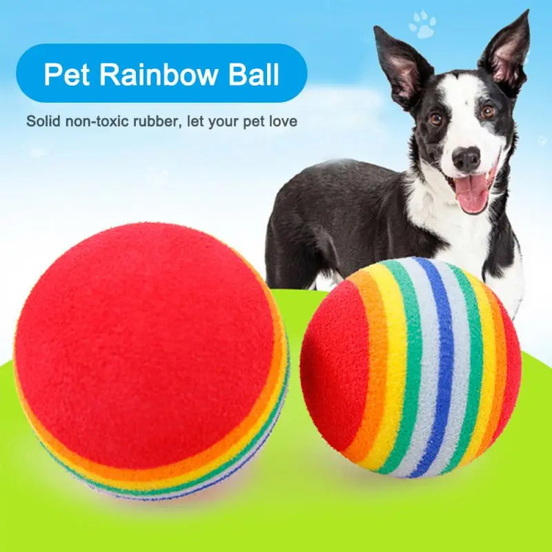 5PC Cats and Dogs Toys Ball Chew Toy Pet Kitten Ball Rainbow Elastic Rubber 35Mm Funny for Home Pet Fidget Toys Ball Accessories