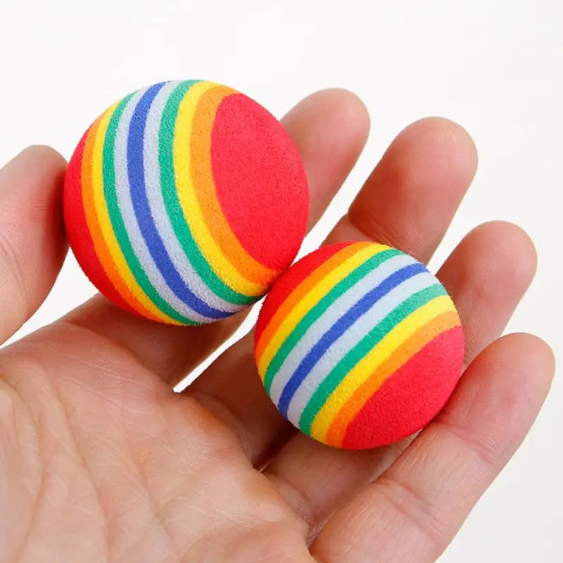 5PC Cats and Dogs Toys Ball Chew Toy Pet Kitten Ball Rainbow Elastic Rubber 35Mm Funny for Home Pet Fidget Toys Ball Accessories