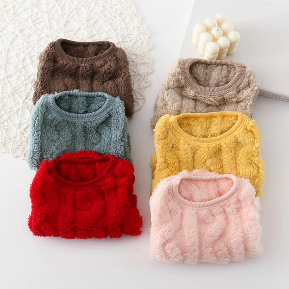 Cute Wavy Double-sided Fleece Pet Clothes Soft Puppy Kitten Coats for Small Medium Dogs Cats Warm Winter Dog Cat Jacket Clothing