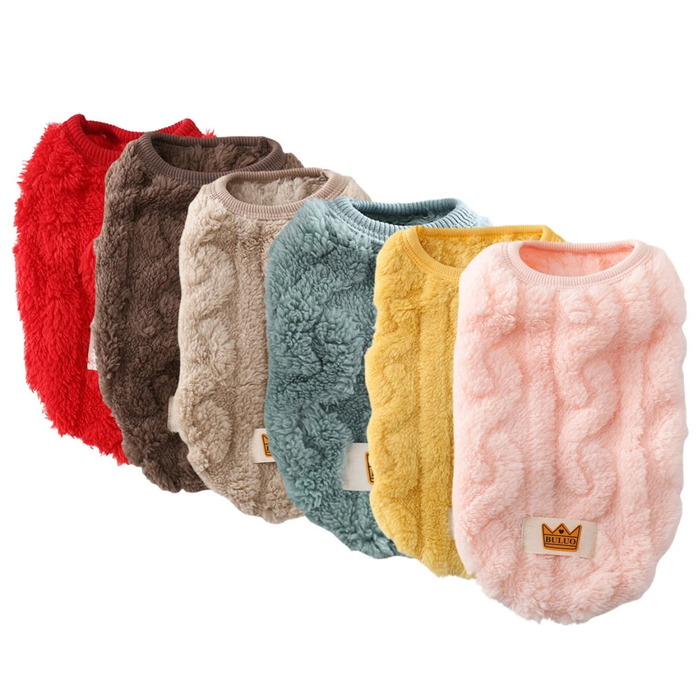 Cute Wavy Double-sided Fleece Pet Clothes Soft Puppy Kitten Coats for Small Medium Dogs Cats Warm Winter Dog Cat Jacket Clothing