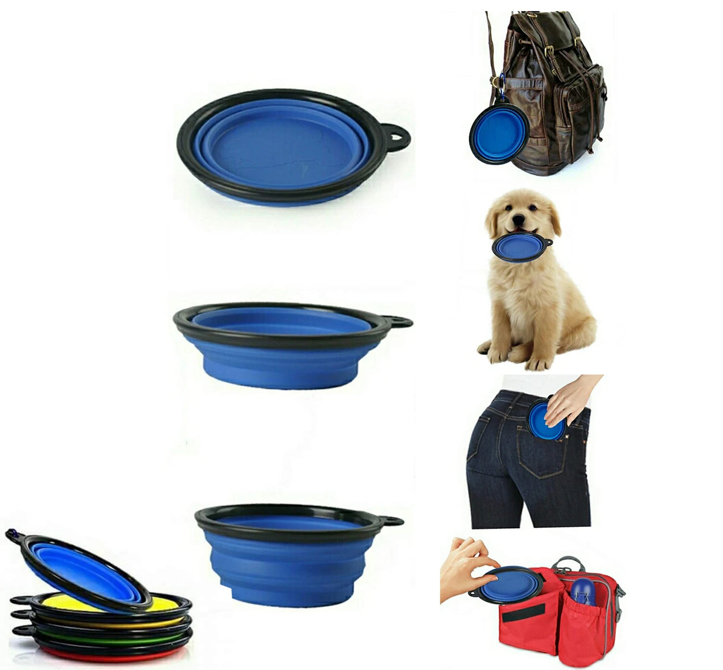 1PC Folding Silicone Dog Bowl Outfit Portable Travel Bowl For Dog Feeder Utensils Small Mudium Dog Bowls Pet Accessories