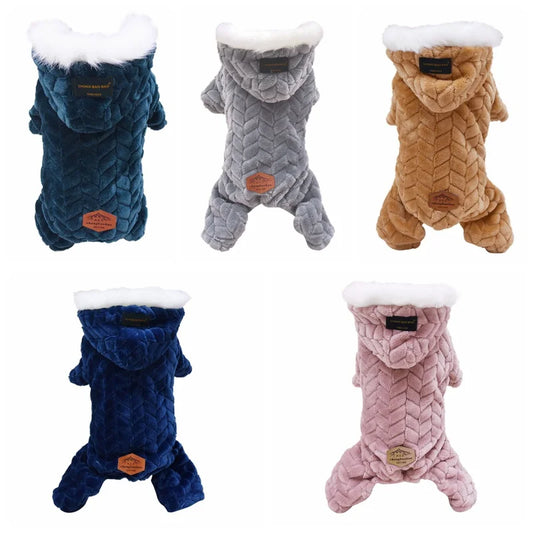 Winter Warm Pet Dog Clothes Corduroy Fleece Four Legs Jumpsuit Thicken Coat Jacket Pet Clothing For Teddy Dogs Costume