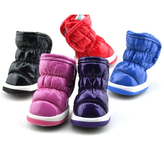 Waterproof Dog Shoes Winter Warm Fleece Dog Snow Boots Anti-Slip for Small Dogs Puppy Chihuahua York Teddy Rain Booties 4Pcs/Set