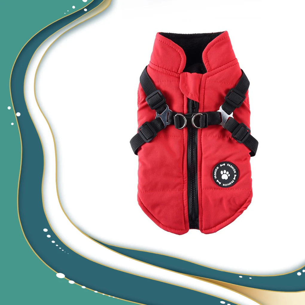 Winter Warm Pet Harness Jacket Hiking Coat Costume Waistcoat Clothing Polyester Back Hook Clothes for Small Green XS