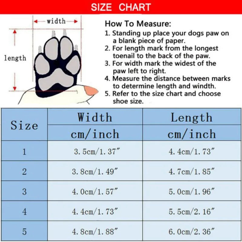4pcs/set Pet Dog Winter Rain Shoes Waterproof Dogs Warm Snow Boots Puppy Dog Non-Slip Shoes For Small Medium Dog Yorkie Shoes