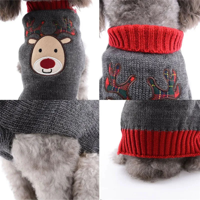 Dog Sweater Christmas Winter Warm Dog Clothes Xmas Outfit for Dogs Puppy Coat Dog Costume Chihuahua Striped Dog Knitted Sweater