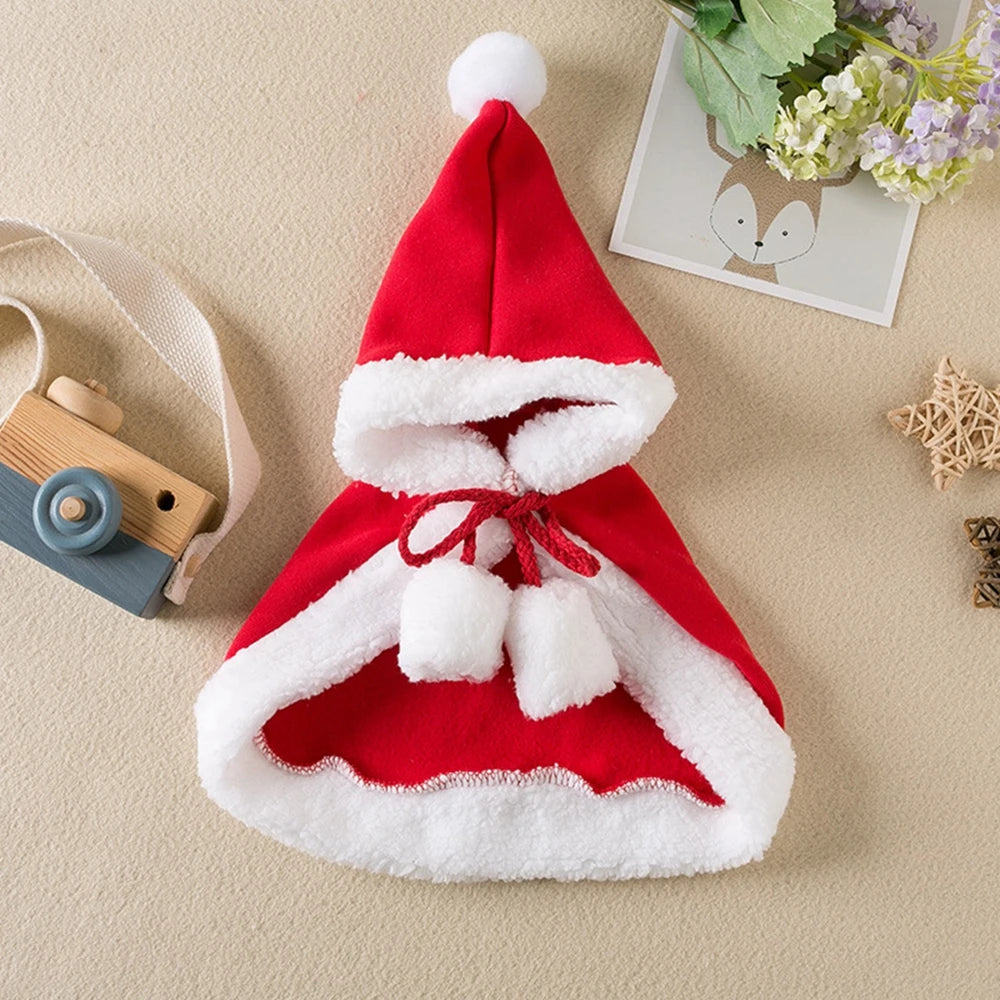 Christmas Pet Cloak Santa Cosplay Elk Costume Dog Puppy Hoodie Coat Clothes for Small Dog Cat Costumes Soft Plush Warm Outfit