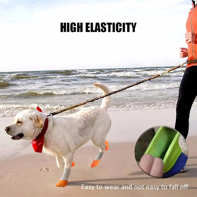 4Pcs Outdoor Pet Dog Boots Dog Shoes Paw Protector Comfortable Waterproof Shoes Anti-slip Boots For Small Medium Large Dogs Cats