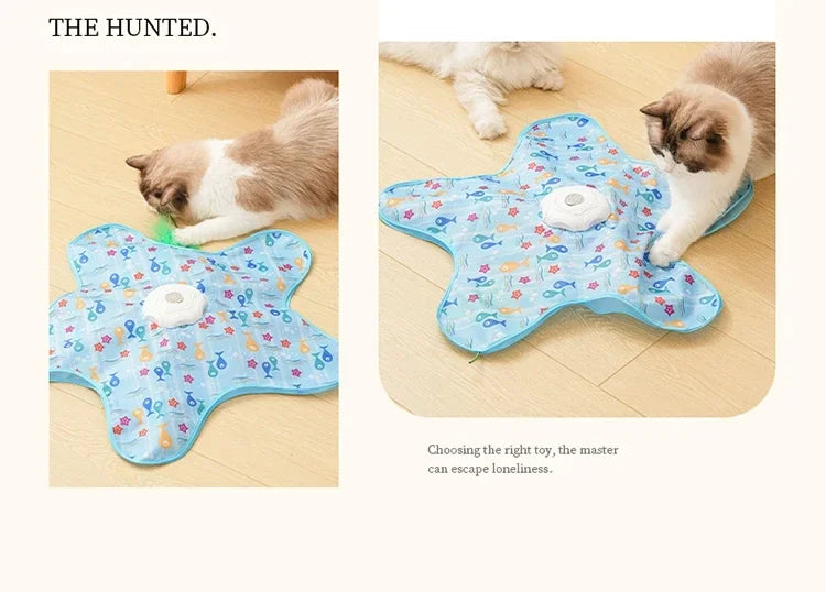 Cat Toys Interactive Hide and Seek Cat Toy with Mouse Squeaky Motion Activated Moving Concealed Feathers Kitten Teaser Toy