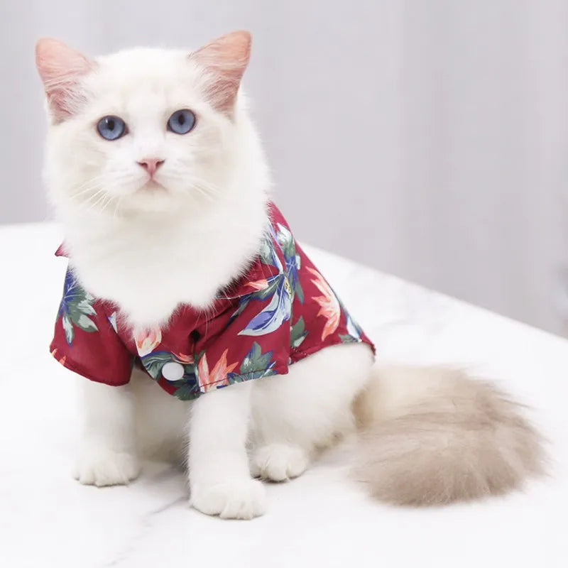 Summer Hawaiian Beach Style Dog Shirt Fashion Pet Dog Clothes Print Puppy Vest Breathable Cat Thin Shirt Pet Chihuahua Clothes