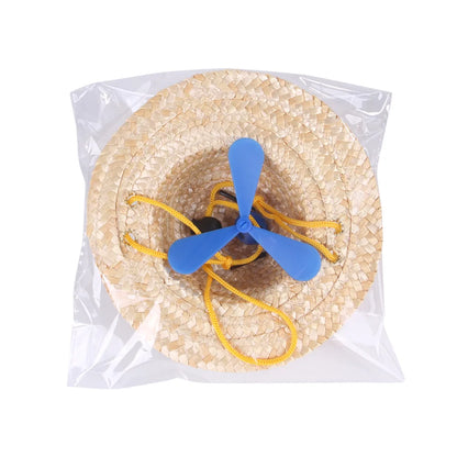 Handmade Woven Pet Caps Cute Straw Sun Hat Pet Dog Cat Adjustable Strap Farmer Cap Spring Summer Creative Party Photographing