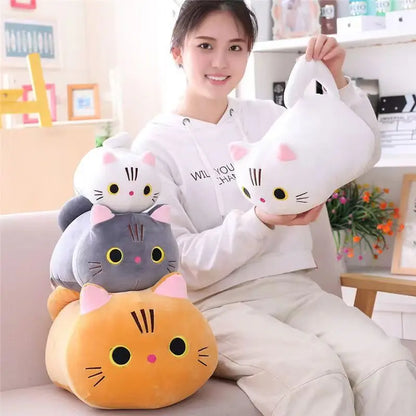 25CM Lovely Cartoon Cat Dolls Stuffed Soft Animal Kitten Plush Pillow Toys Kawaii White Black Cat Gift for Boys Girls