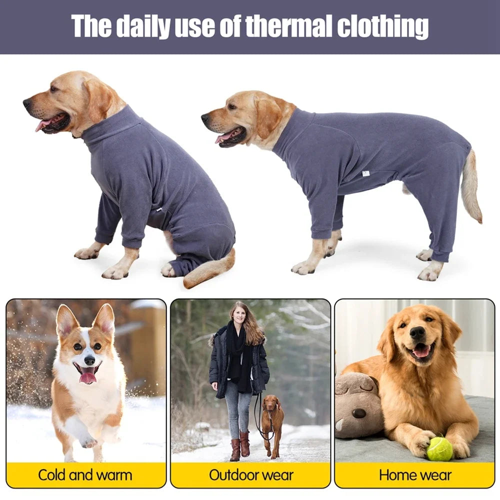 Warm Fleece Dog Coats 4-Legs Pajamas Pet Clothes for Small Medium Large Dogs Cold Weather Outfit Full Body Cover Dog Snowsuit