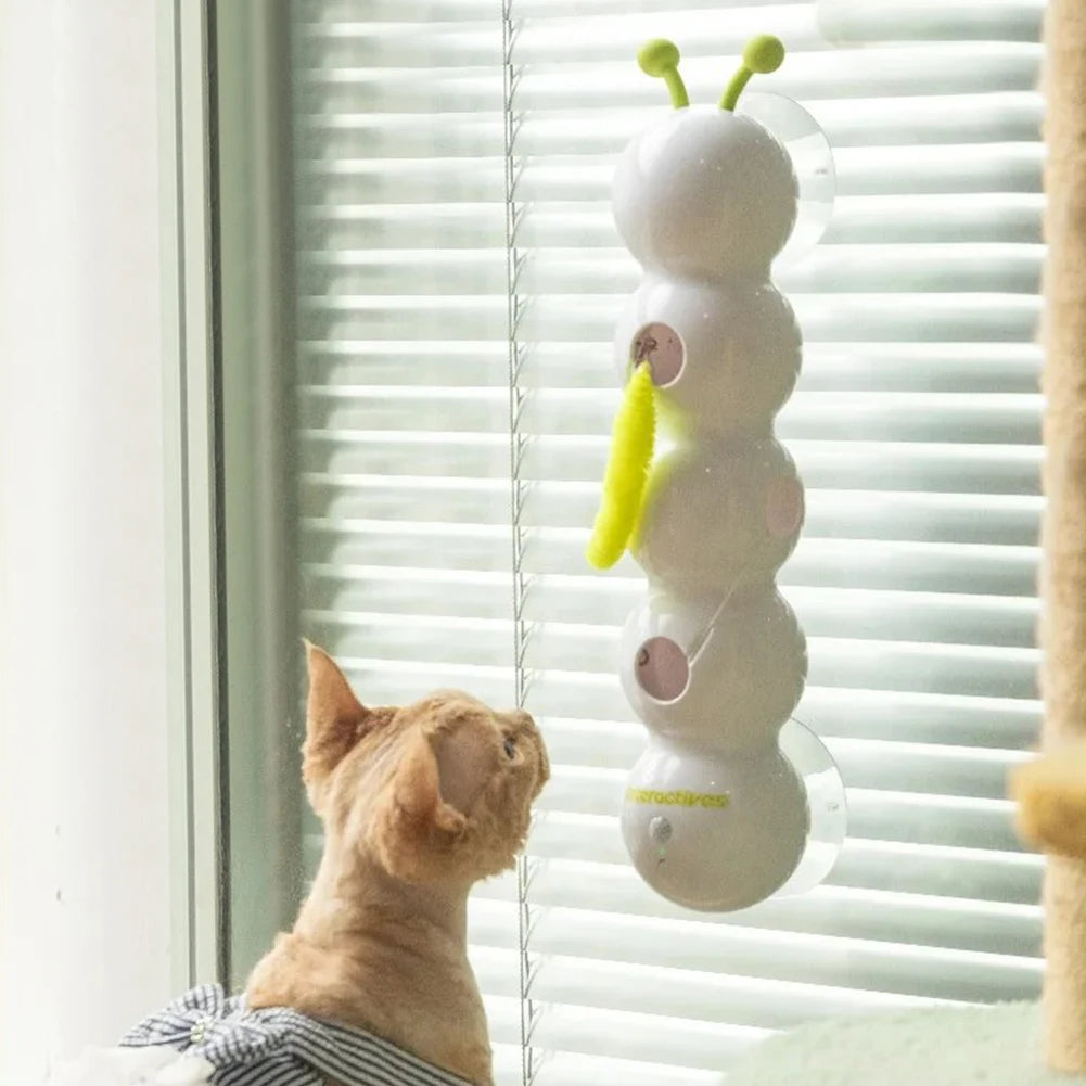 Caterpillar Teasing Cat Toy Motion Activated Kitten Toy Rechargeable Automatic Interactive Cat Toy with Tail for Indoor Cat
