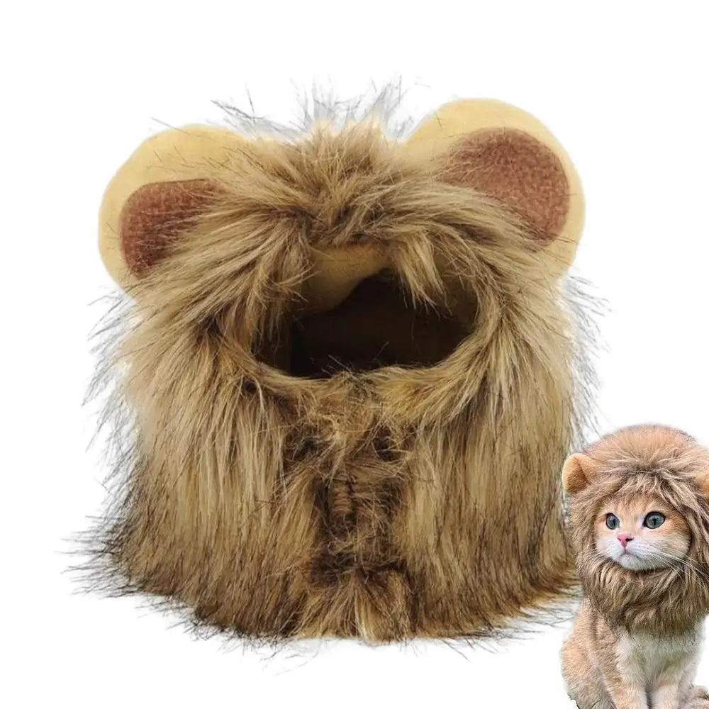 Cat Costume Cute Lion Mane Cat Wig Hat Cosplay Clothes Caps Dress Up Puppy Kitten Halloween Christmas Party Decoration Supplies