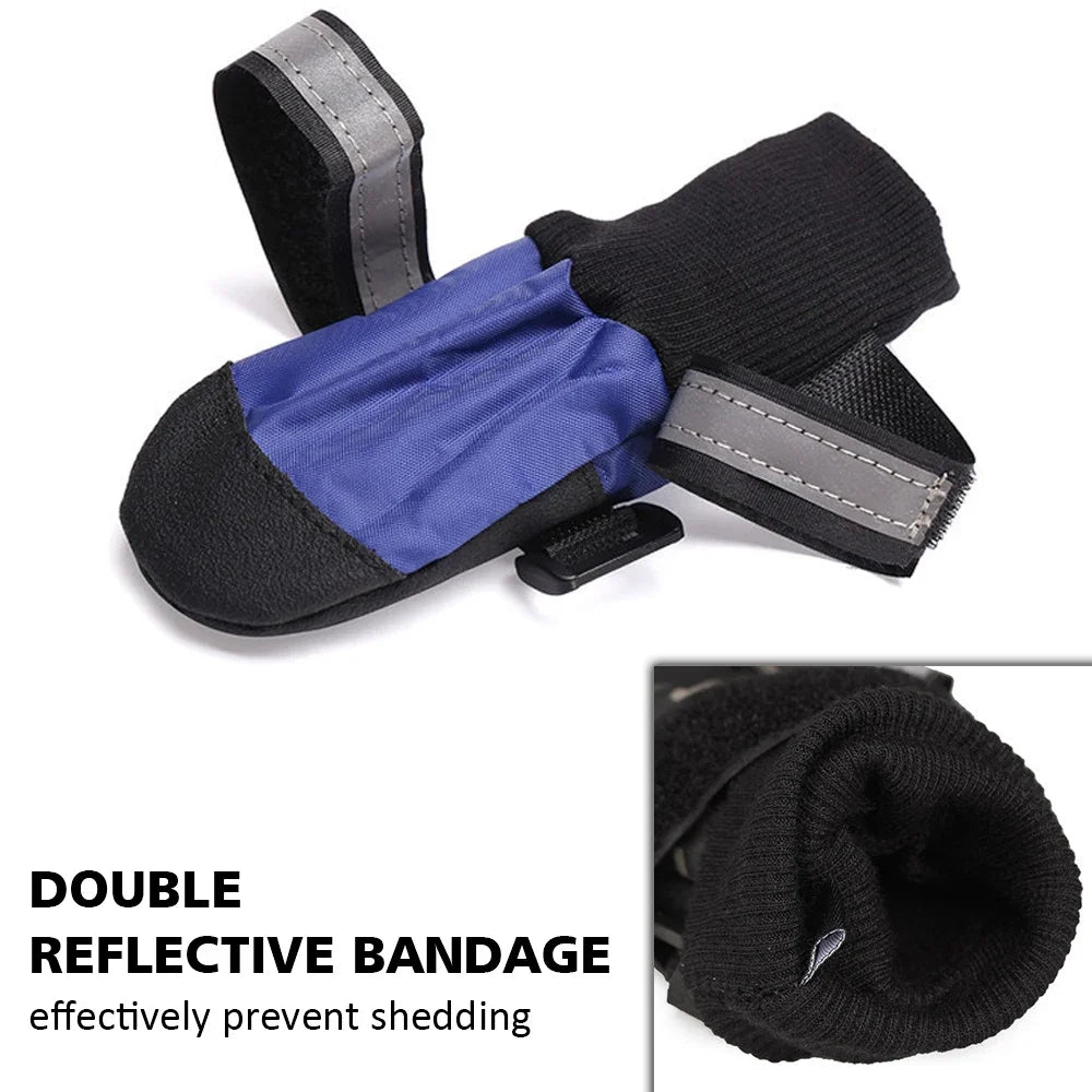 4pcs Winter Pet Dog Shoes Outdoor Waterproof Anti-Slip Pet Boots Paw Protector Reflective For Medium Large Dogs Labrador Husky