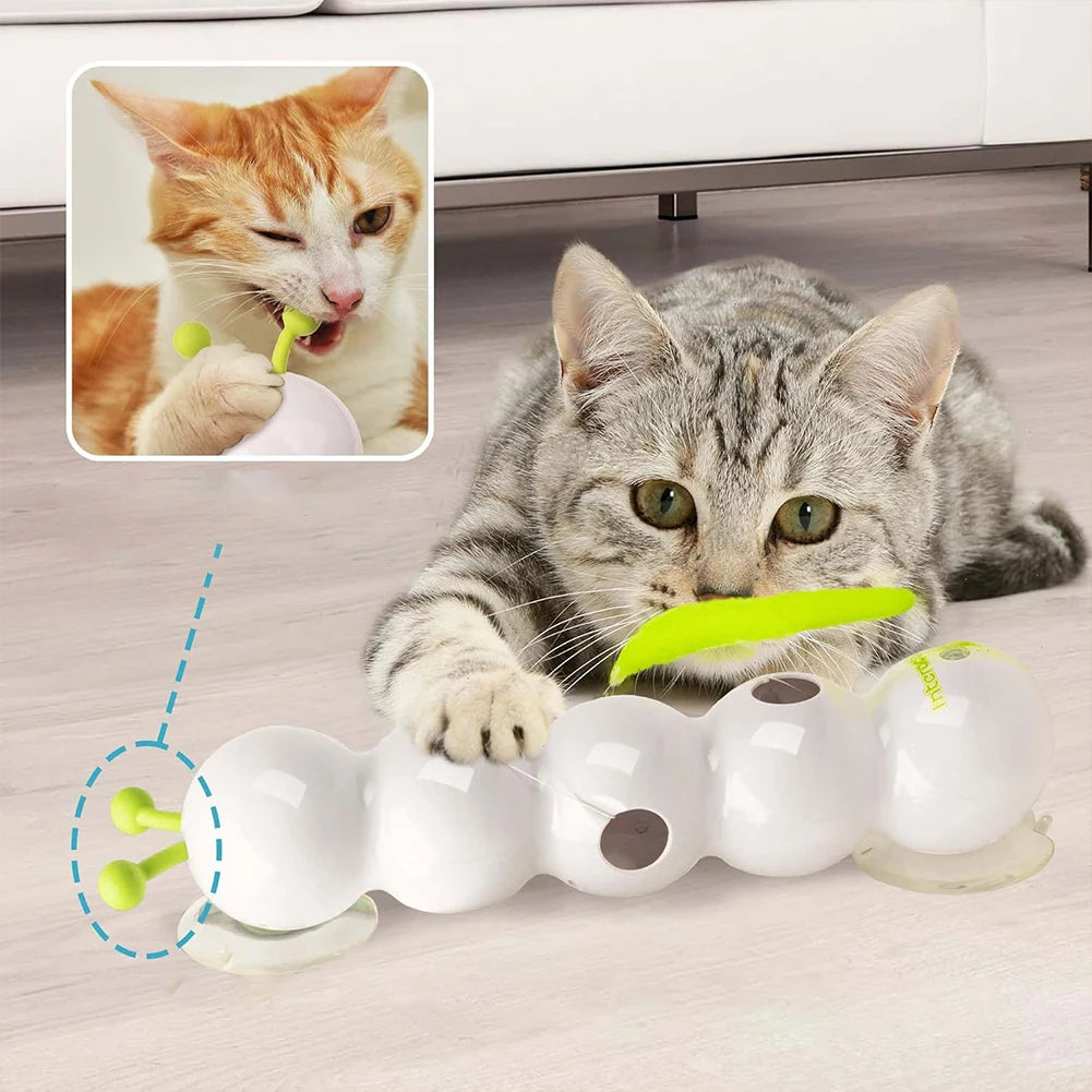 Caterpillar Teasing Cat Toy Motion Activated Kitten Toy Rechargeable Automatic Interactive Cat Toy with Tail for Indoor Cat