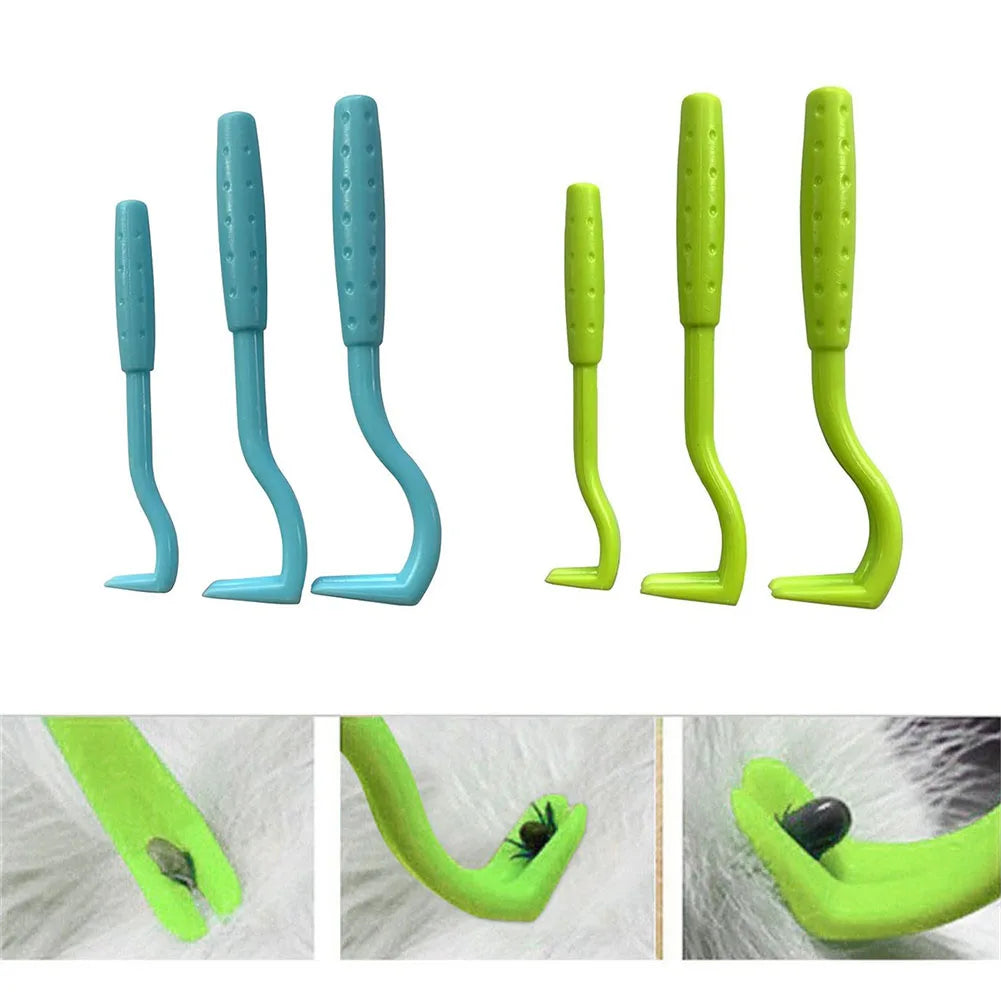 3PCS Pet Fleas Remover Tool Plastic Scratching Hook Remover Pet Cat Dog Grooming Supplies Ticks Removal Tools Tweezers Comb