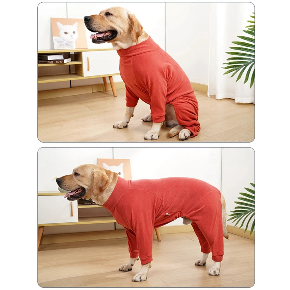 Warm Fleece Dog Coats 4-Legs Pajamas Pet Clothes for Small Medium Large Dogs Cold Weather Outfit Full Body Cover Dog Snowsuit