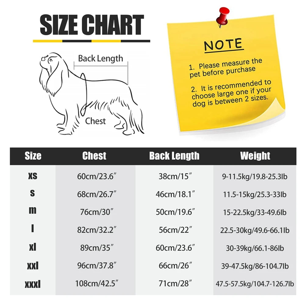 Warm Fleece Dog Coats 4-Legs Pajamas Pet Clothes for Small Medium Large Dogs Cold Weather Outfit Full Body Cover Dog Snowsuit