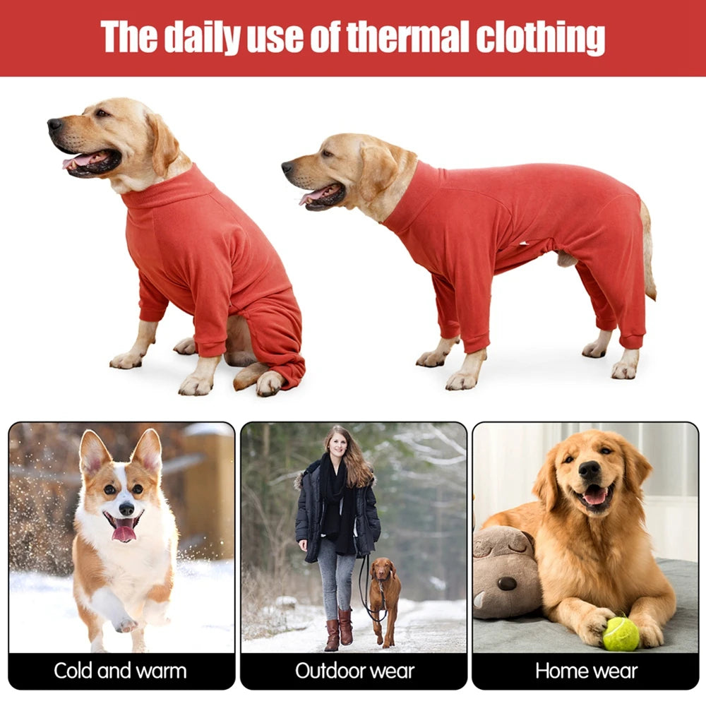 Warm Fleece Dog Coats 4-Legs Pajamas Pet Clothes for Small Medium Large Dogs Cold Weather Outfit Full Body Cover Dog Snowsuit