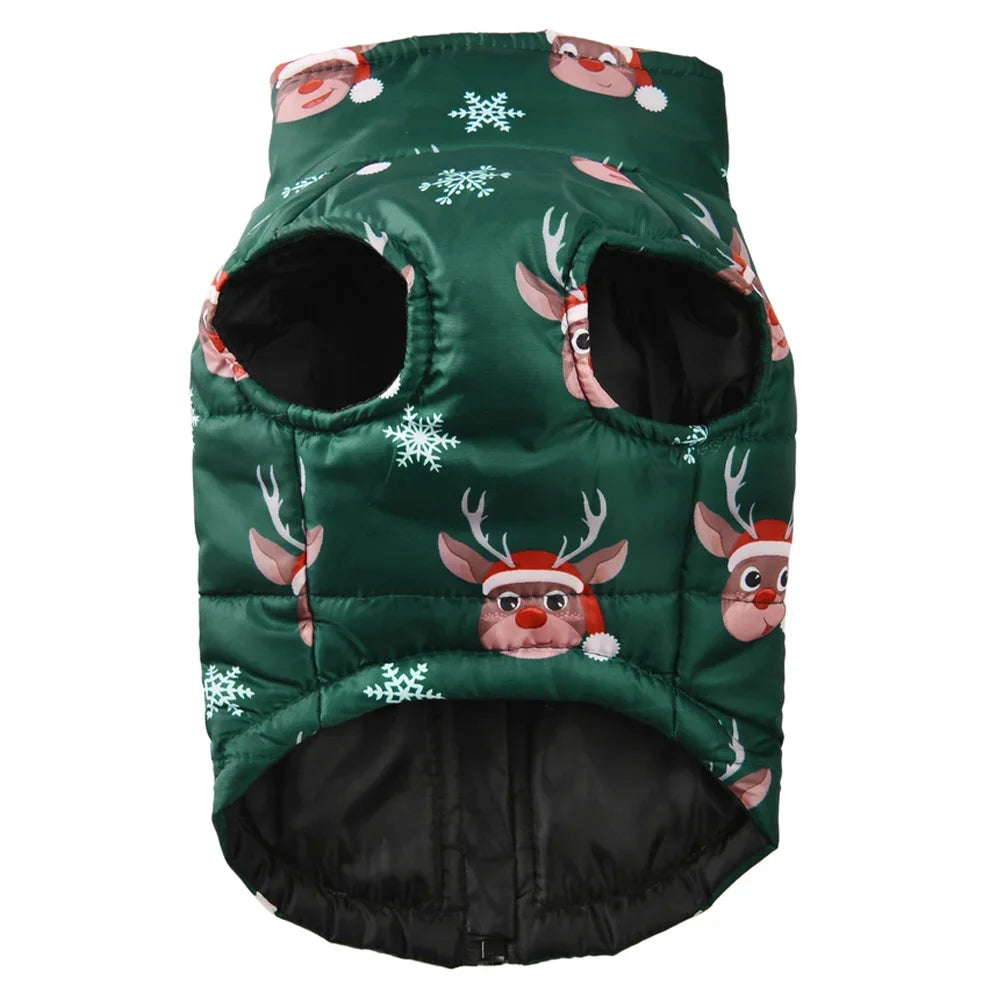 Christmas Dog Costume For Winter Festival Party Pet Jacket For Small Medium Dogs New Year Snowman Print Dogs Outfits With D-ring