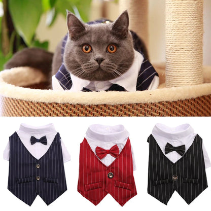 Handsome Cat Dog Party Suit Clothing Solid Fashion Pet Jacket for Cats Small Dogs Wedding Birthday Partying Clothes Costume