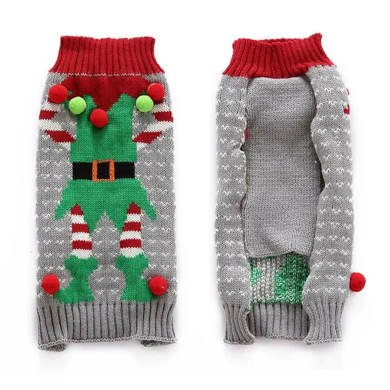 Dog Sweater Christmas Winter Warm Dog Clothes Xmas Outfit for Dogs Puppy Coat Dog Costume Chihuahua Striped Dog Knitted Sweater