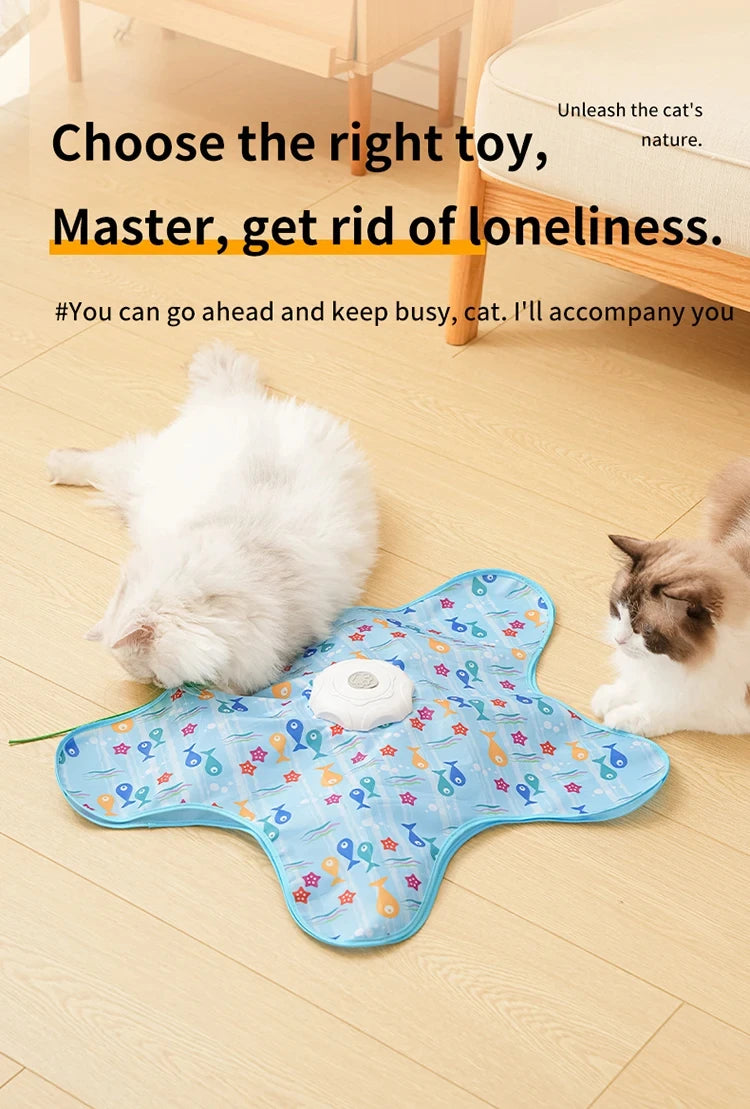 Cat Toys Interactive Hide and Seek Cat Toy with Mouse Squeaky Motion Activated Moving Concealed Feathers Kitten Teaser Toy