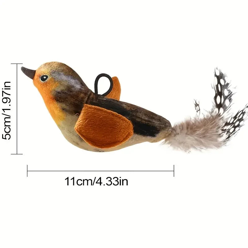 Interactive Touch-Activated Flapping Bird Cat Toy Plush Sparrow Kicking Toy with Realistic Chirping Sound, Suitable for Exercise
