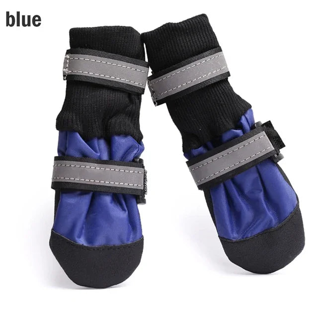 4pcs Winter Pet Dog Shoes Outdoor Waterproof Anti-Slip Pet Boots Paw Protector Reflective For Medium Large Dogs Labrador Husky