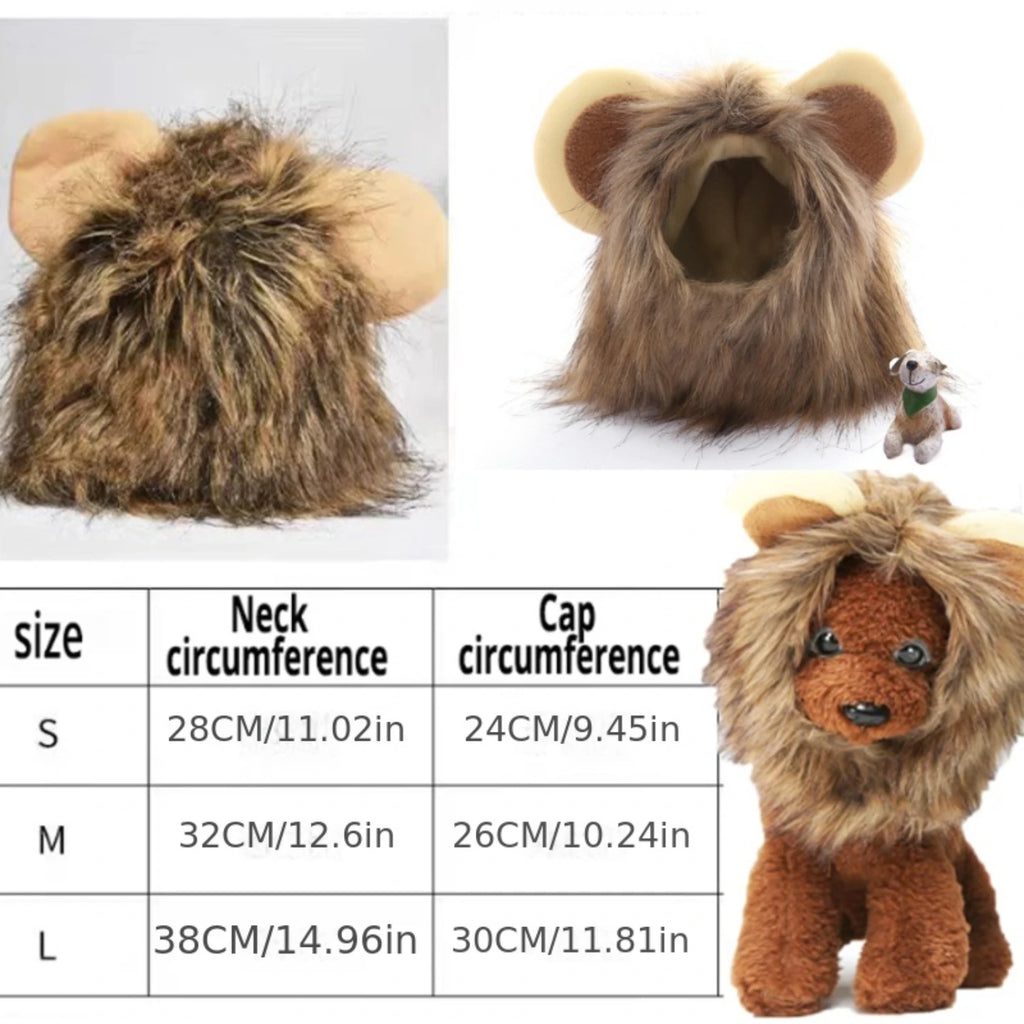 Pet Cute Lion Bristle Cat Wig  For Dog & Cat Decorative Accessories Lion Cosplay Costume Fancy Hair Headgear Pet Supplies