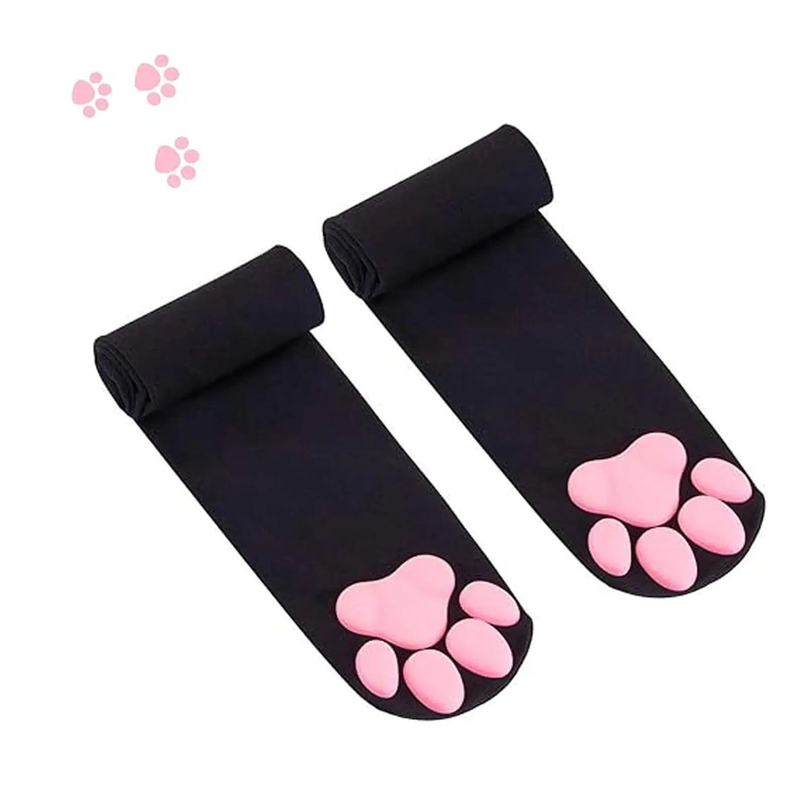 1 Pair 3D Cat Paw Meat Pad Knee High Socks, Home Floor Socks,Creative Funny Socks For Girls