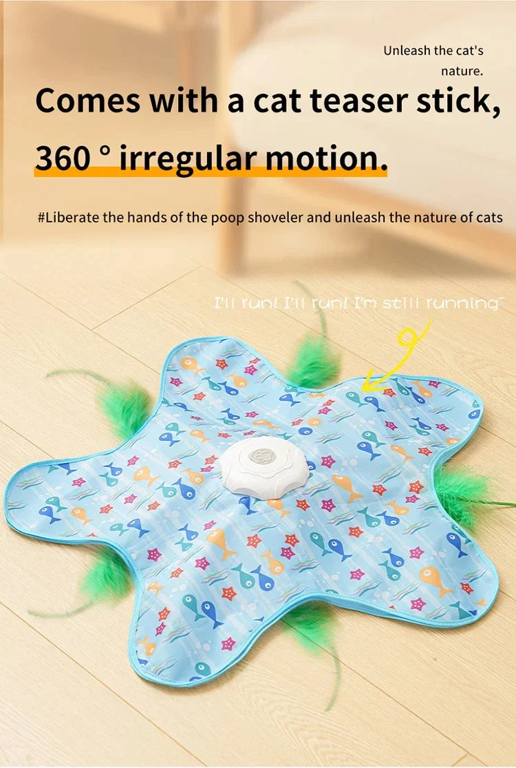 Cat Toys Interactive Hide and Seek Cat Toy with Mouse Squeaky Motion Activated Moving Concealed Feathers Kitten Teaser Toy