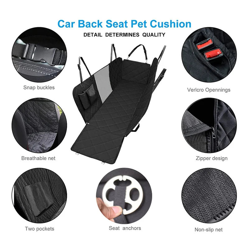 Car Pet Seat Pad Double Zipper Waterproof Dirt Resistant Suitable Multiple Models 143×153CM Solid Color Cars Rear Seats Cushion