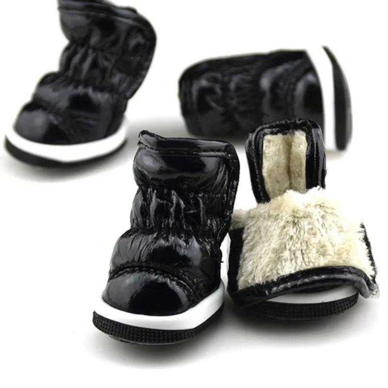 4pcs/set Pet Dog Winter Rain Shoes Waterproof Dogs Warm Snow Boots Puppy Dog Non-Slip Shoes For Small Medium Dog Yorkie Shoes