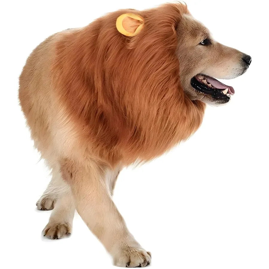 Dog Lion Mane Costume Realistic Mane with Ears for Medium to Large Sized Dogs Pet Halloween Costumes Birthday Party Cosplay App