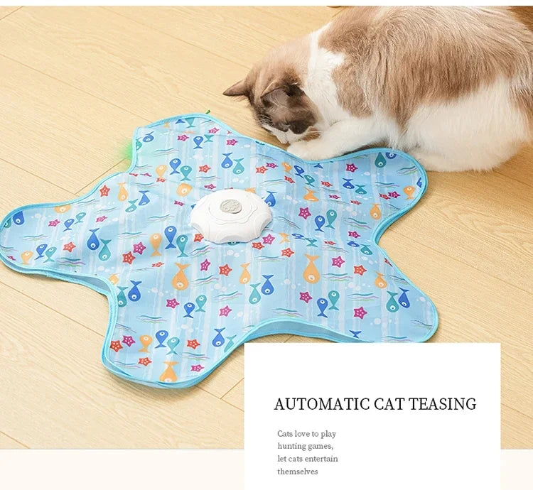 Cat Toys Interactive Hide and Seek Cat Toy with Mouse Squeaky Motion Activated Moving Concealed Feathers Kitten Teaser Toy