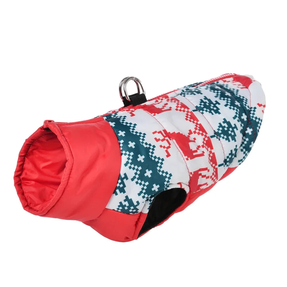 Christmas Dog Costume For Winter Festival Party Pet Jacket For Small Medium Dogs New Year Snowman Print Dogs Outfits With D-ring