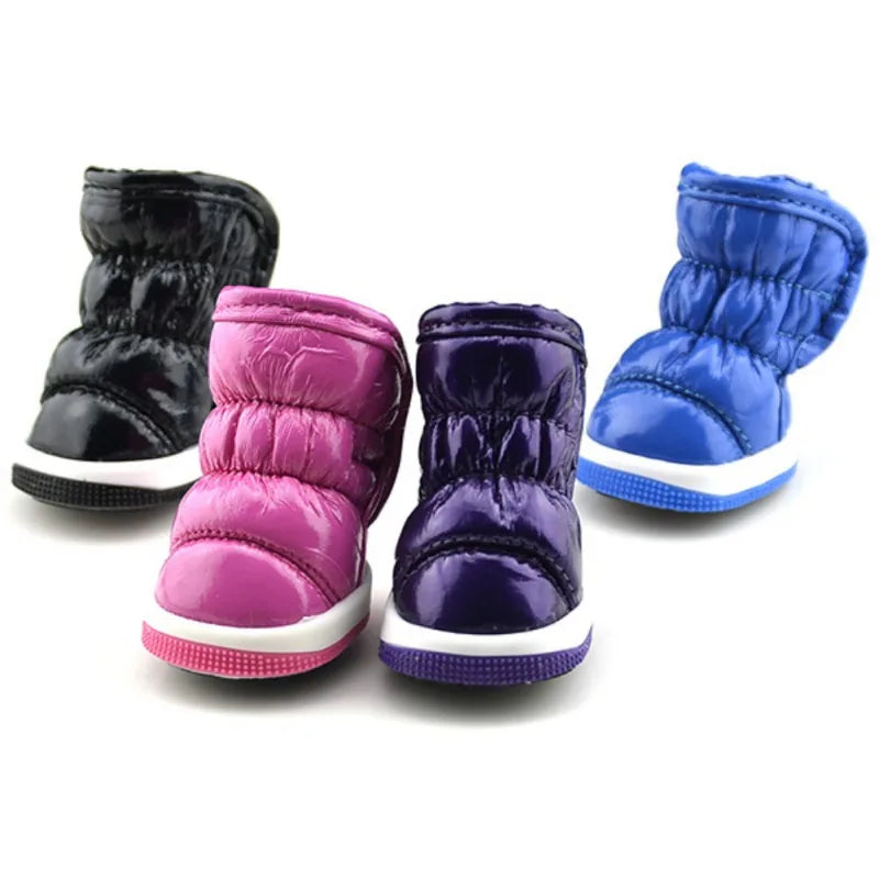 4pcs/set Pet Dog Winter Rain Shoes Waterproof Dogs Warm Snow Boots Puppy Dog Non-Slip Shoes For Small Medium Dog Yorkie Shoes