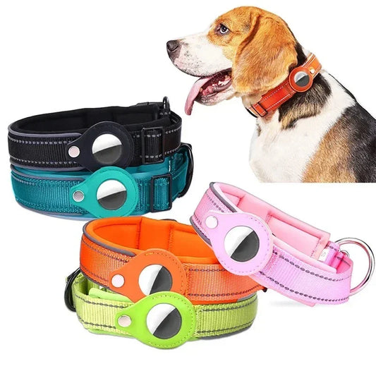 Anti-Lost Dog Collar Waterproof Airtag Protective Case Reflective Pet Necklace for French Bulldog Pitbull, Large Dog Accesories