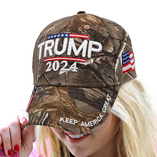 United States 2024 Trump Presidential Election hat Trump Hat Baseball cap 3D Embroidery Camouflage Donald Trump  Baseball cap