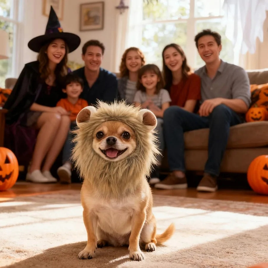 Cat Halloween Costumes Adjustable Lion Mane Wig Pet Costumes for Cats M