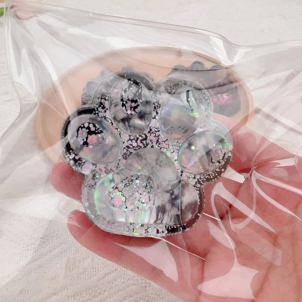 Cute Cat Paw Soft Squeeze Toy Dark Starry Squishies Fidgets Toy Stress Relief Toy for Children and Adults Christmas Gifts