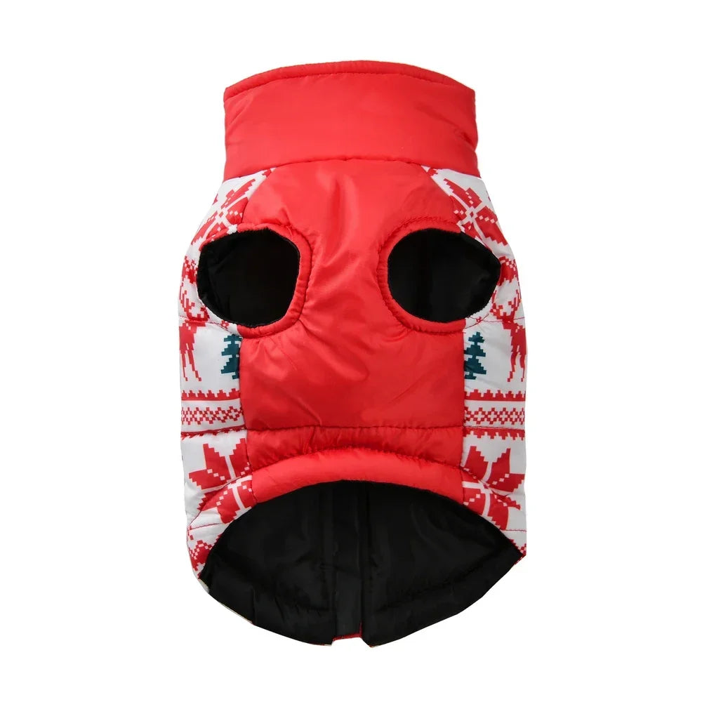 Christmas Dog Costume For Winter Festival Party Pet Jacket For Small Medium Dogs New Year Snowman Print Dogs Outfits With D-ring