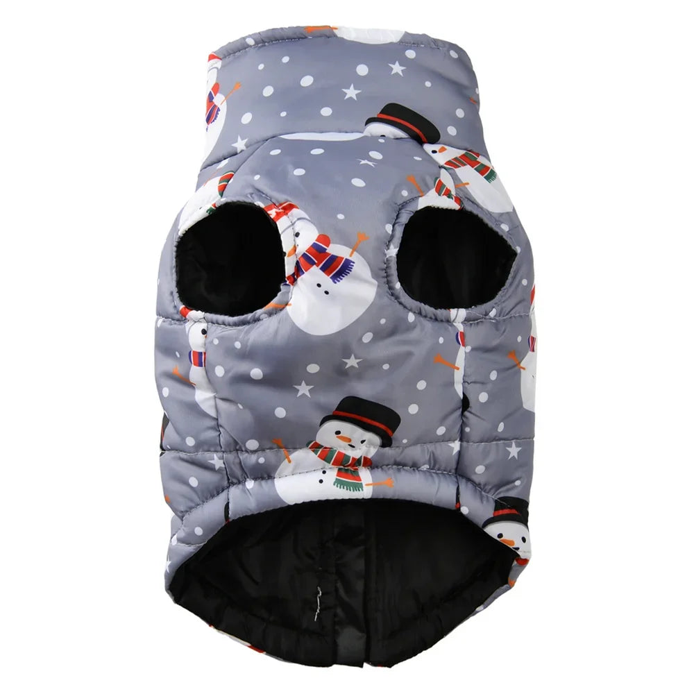 Christmas Dog Costume For Winter Festival Party Pet Jacket For Small Medium Dogs New Year Snowman Print Dogs Outfits With D-ring