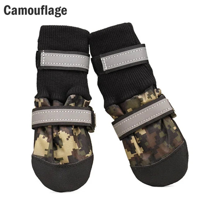 4pcs Winter Pet Dog Shoes Outdoor Waterproof Anti-Slip Pet Boots Paw Protector Reflective For Medium Large Dogs Labrador Husky